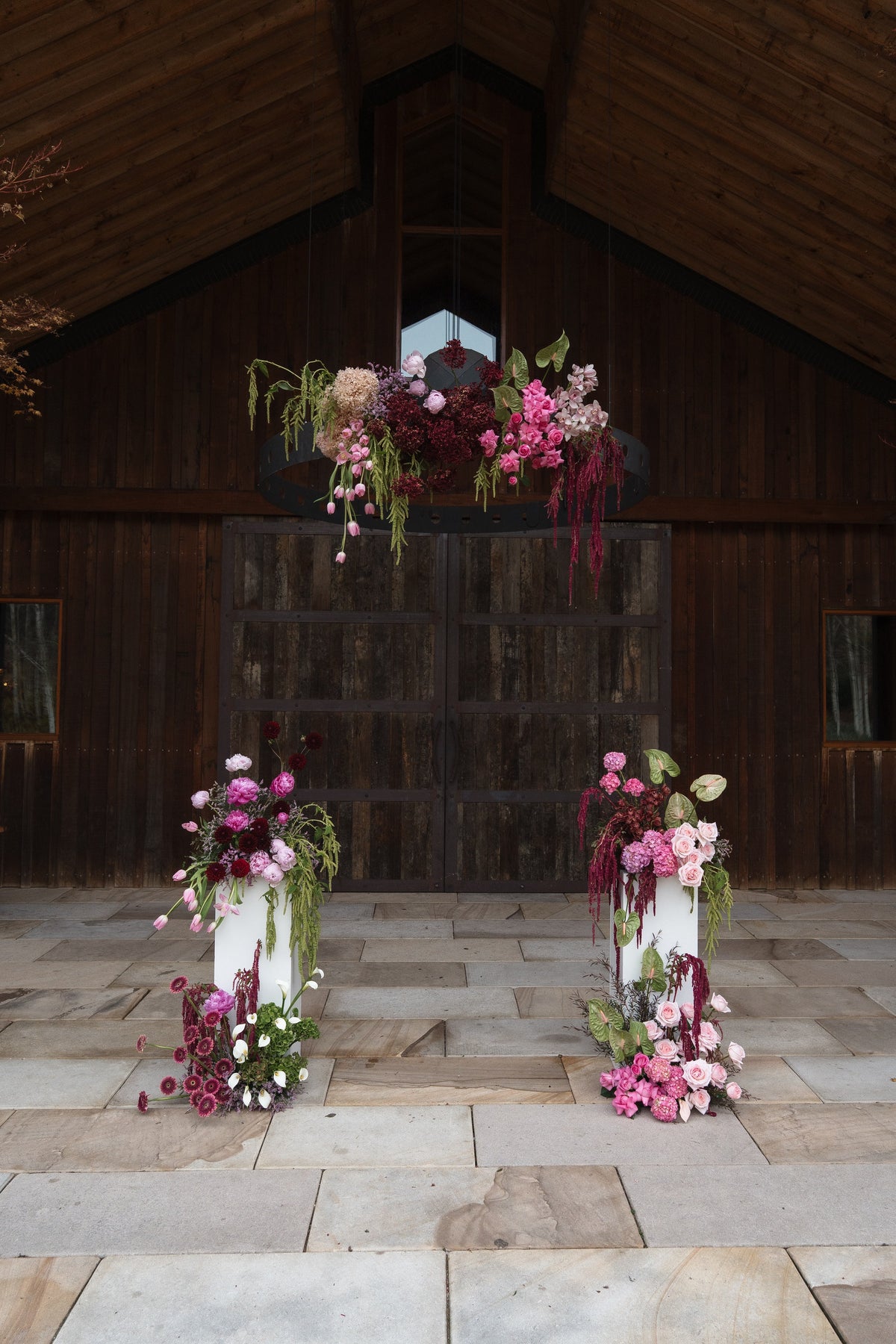 Ceremony setup, portrait wide, Amy & Oliver wedding at The Stables, Bendooley Estate, Lime Tree Bower