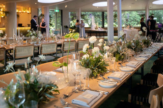 terrace domain corporate event showcase table flowers