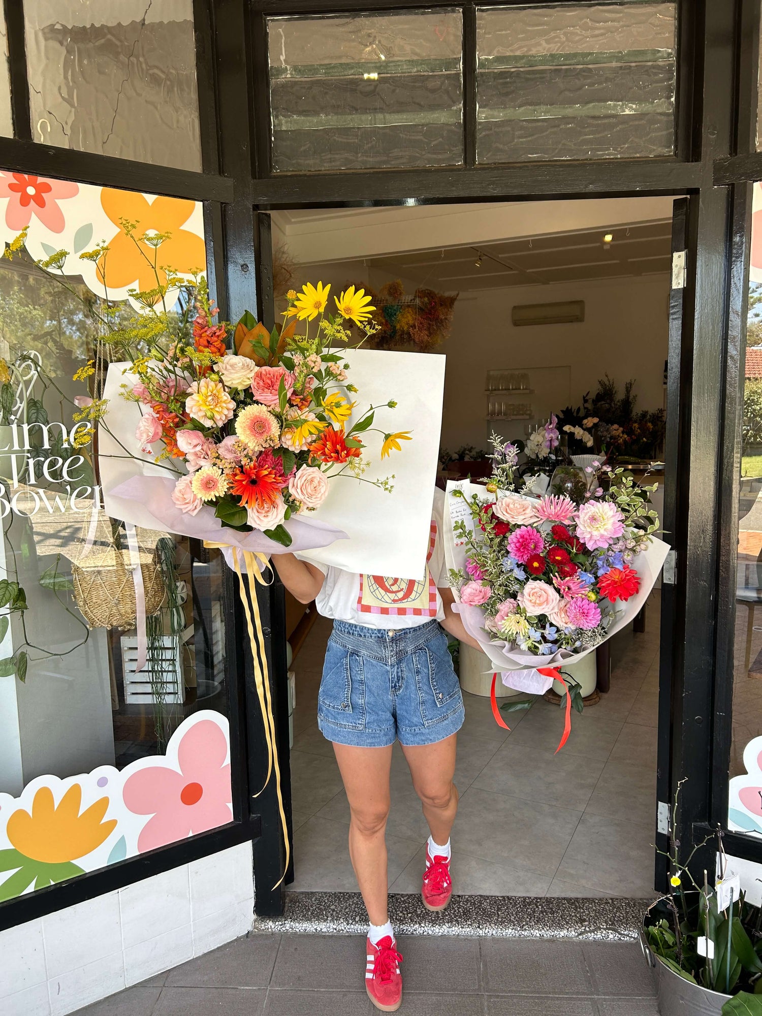 mothers day flowers ready for delivery bouquets in front of flower shop sydney
