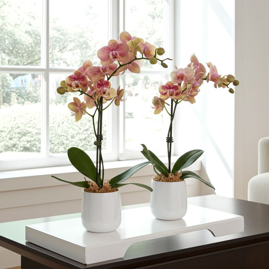 Colour Phalaenopsis Orchid Plant in Ceramic Pot – Sydney Delivery