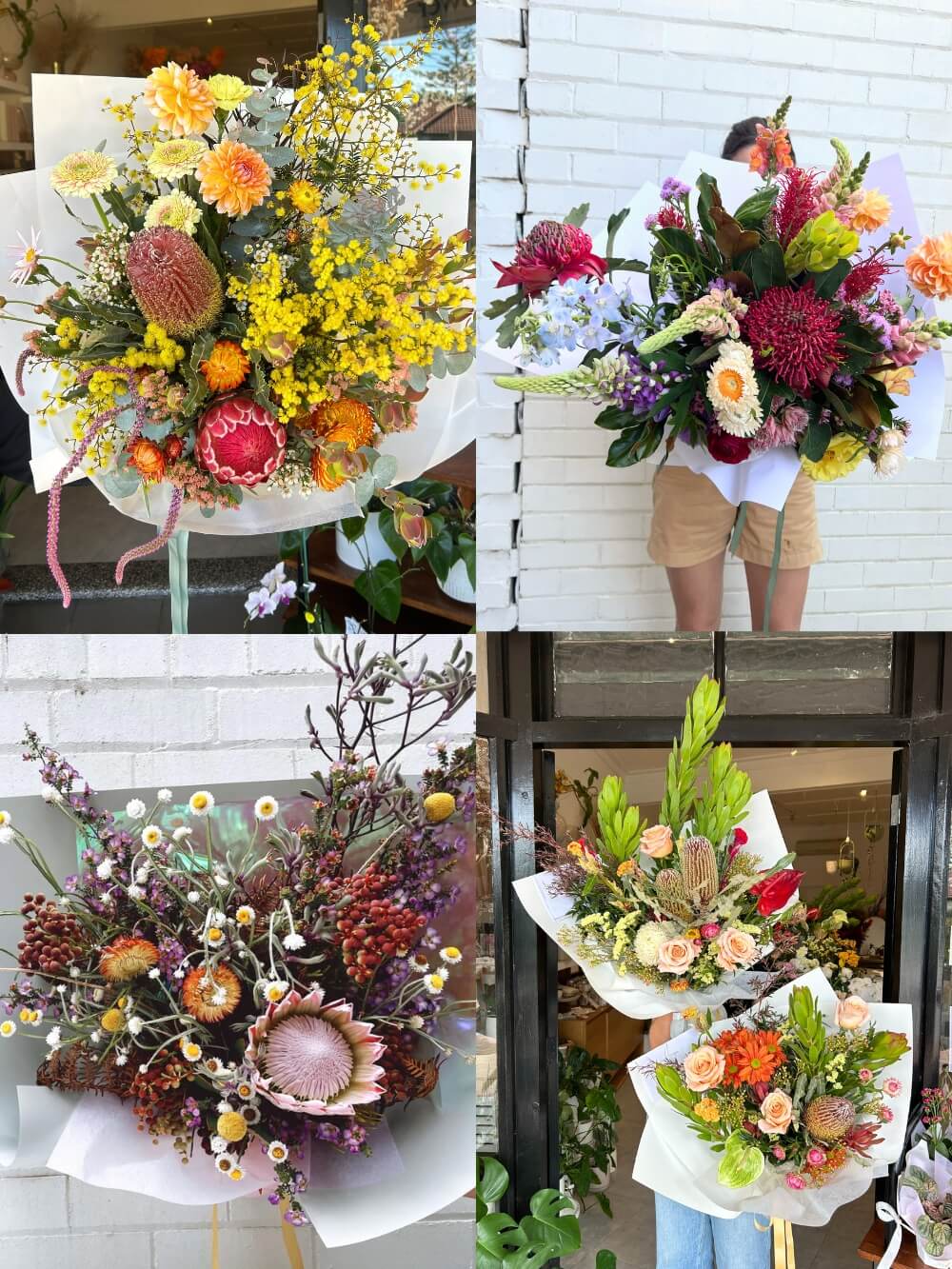 examples of wild rustic native flower bouquets colourful