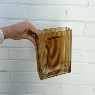 Amber Glass Rectangular Vase