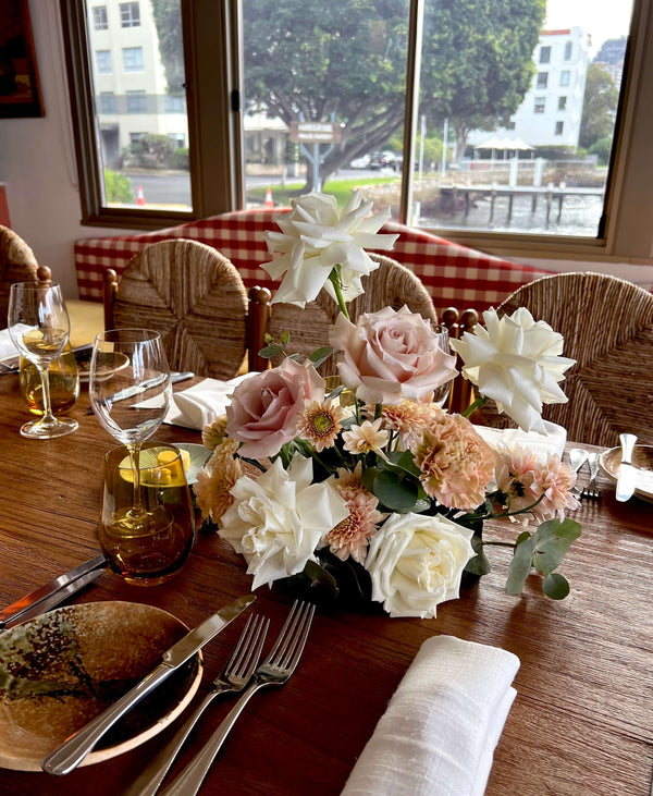 birthday party event flowers on table