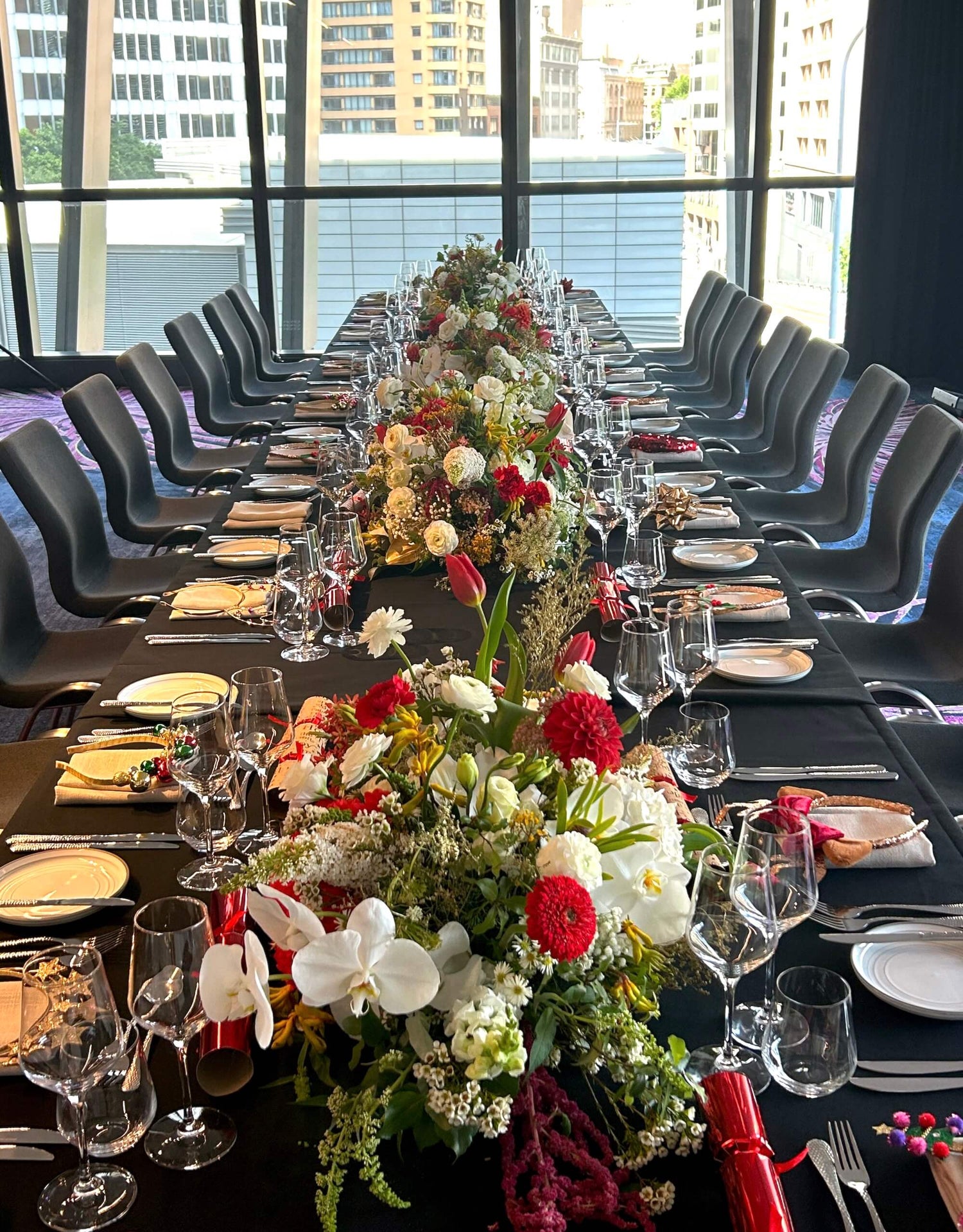 christmas flowers corporate influencer lunch event