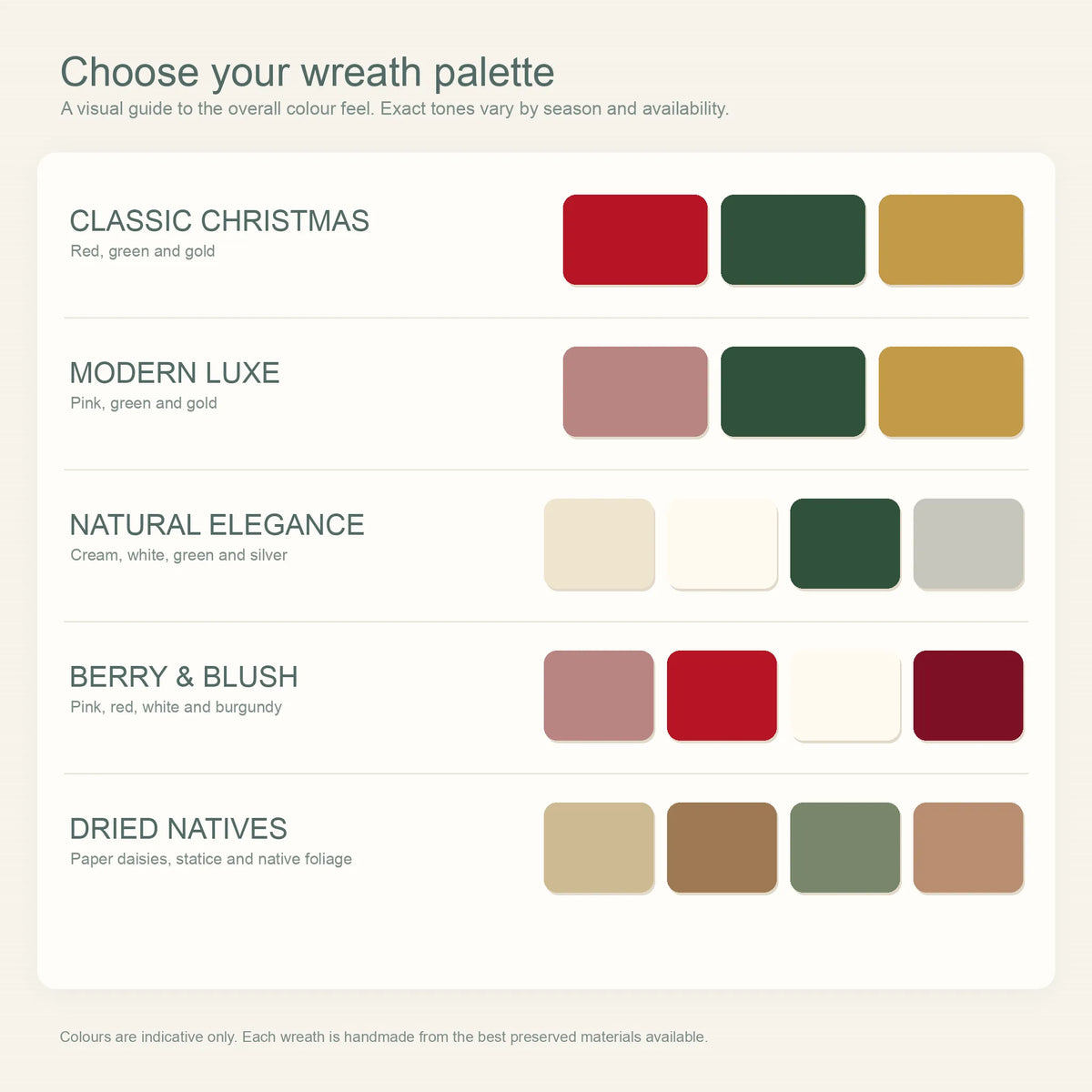 A color guide graphic titled &