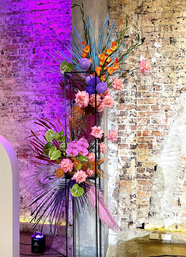 floral backdrop statement corporate event