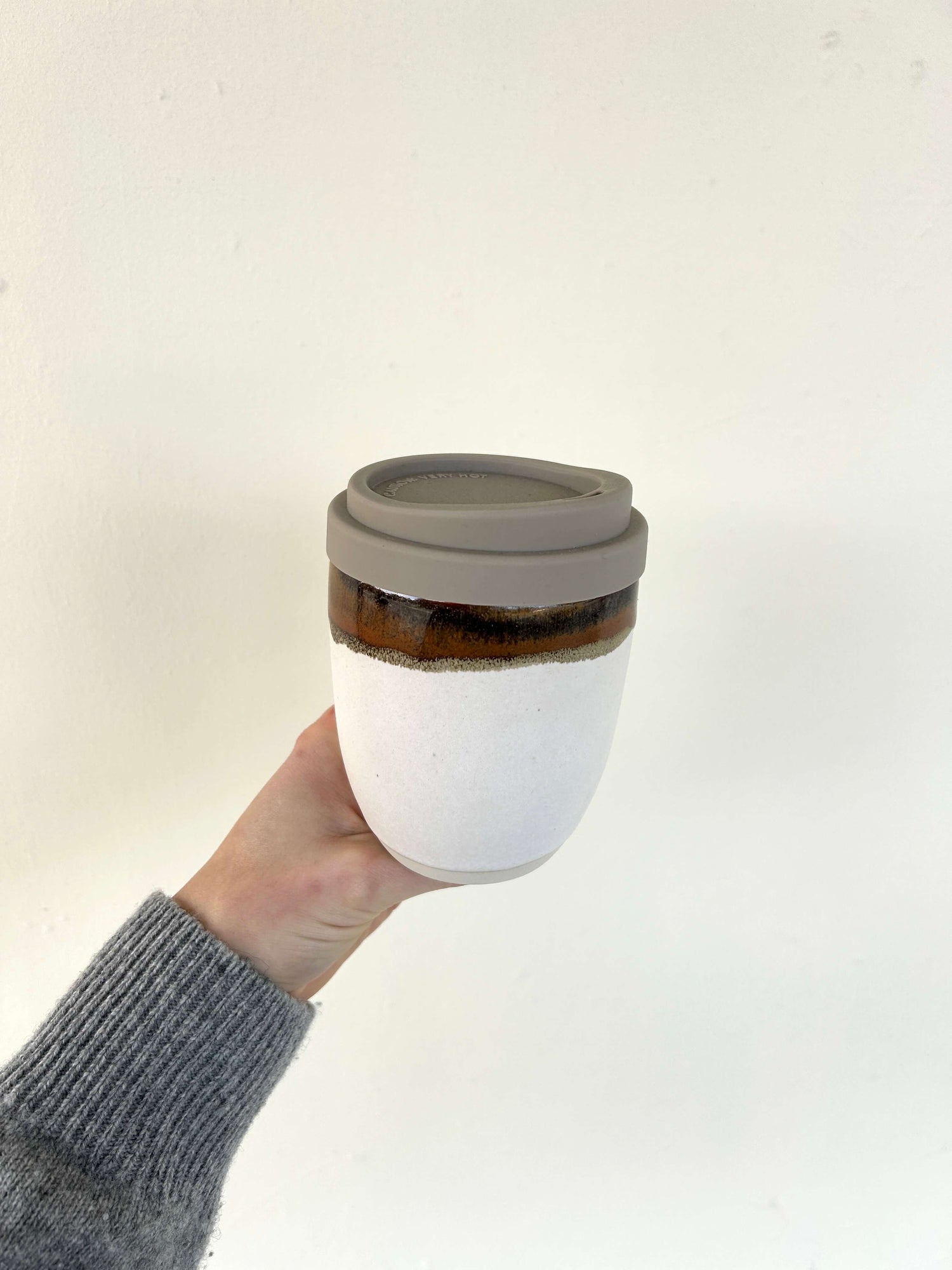 Reusable Takeaway Cup with Lid 12oz by Kim Wallace Ceramics