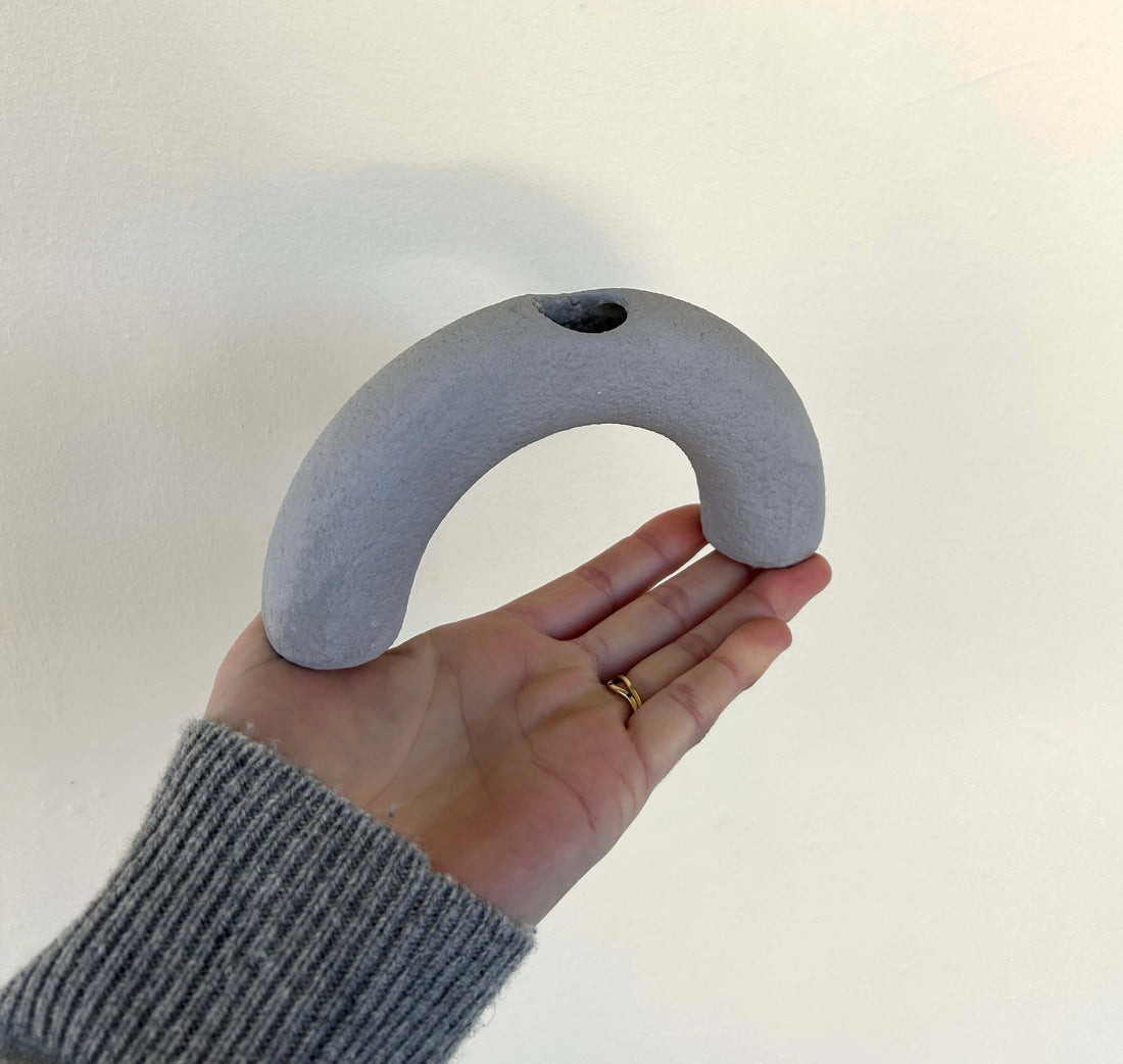 Low Grey Arch Candleholder