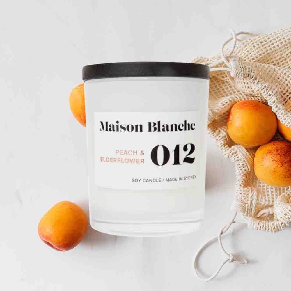 peach elderflower soy candle maison blanche