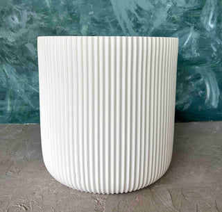 Ribbed Cement Planter Pot