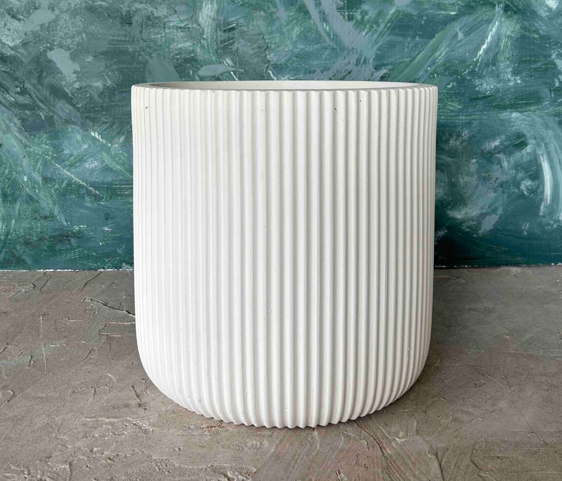 Ribbed Cement Planter Pot