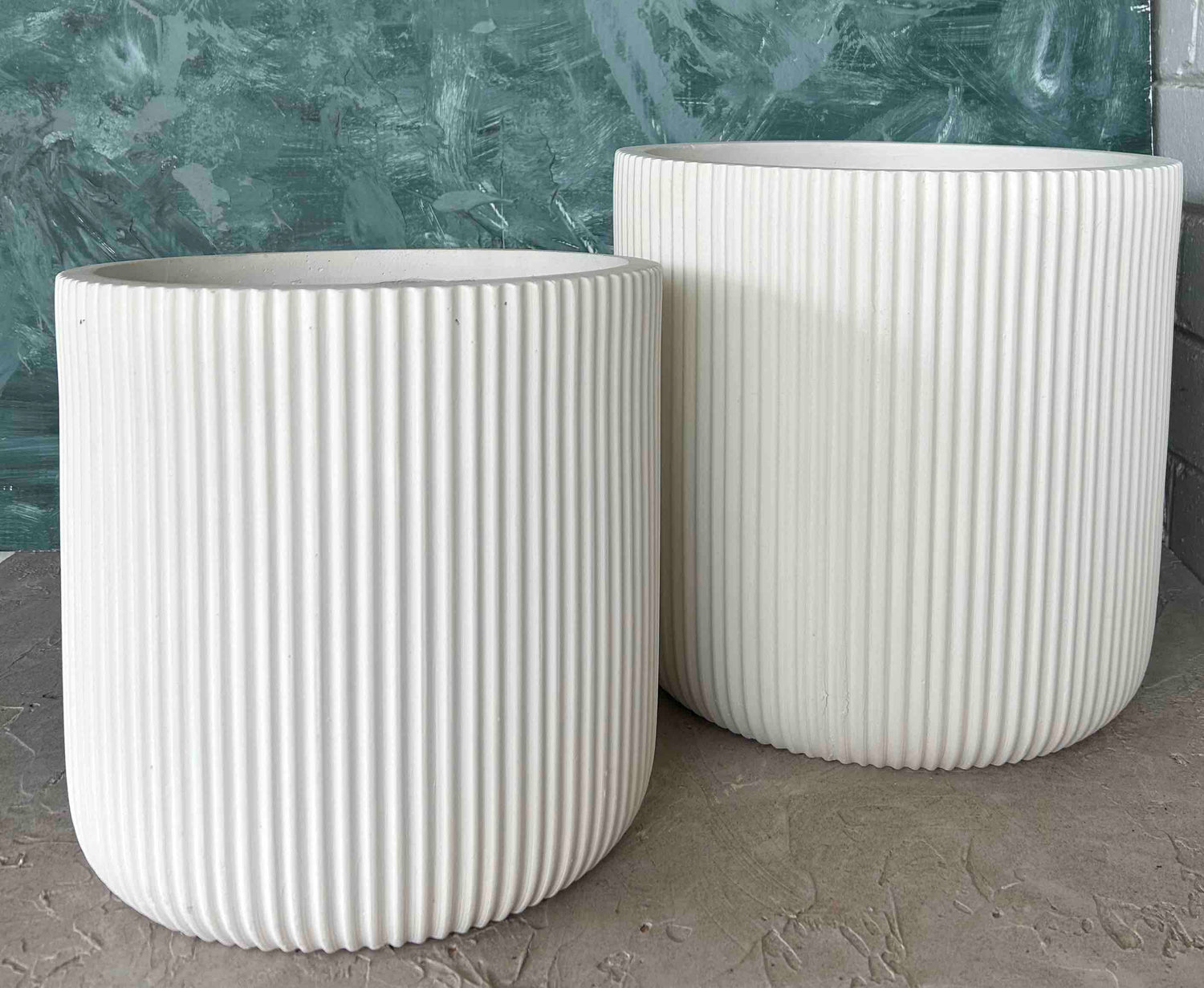 Ribbed Cement Planter Pot