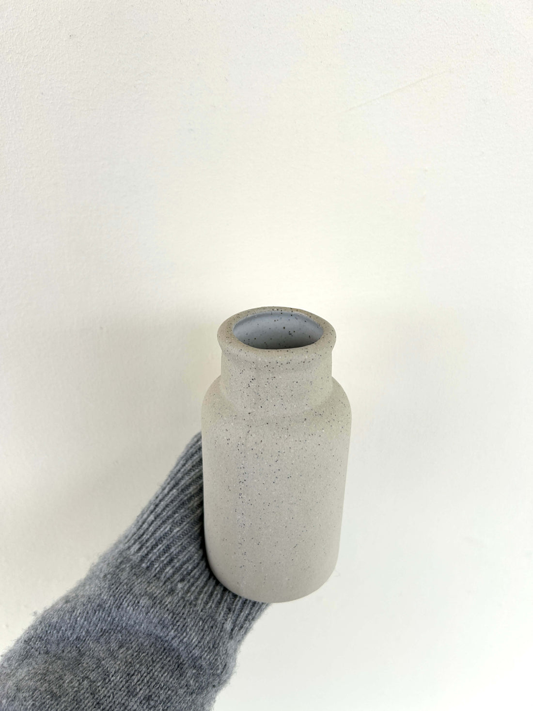 Stoneware Bud Vase White on Stone by Kim Wallace Ceramics