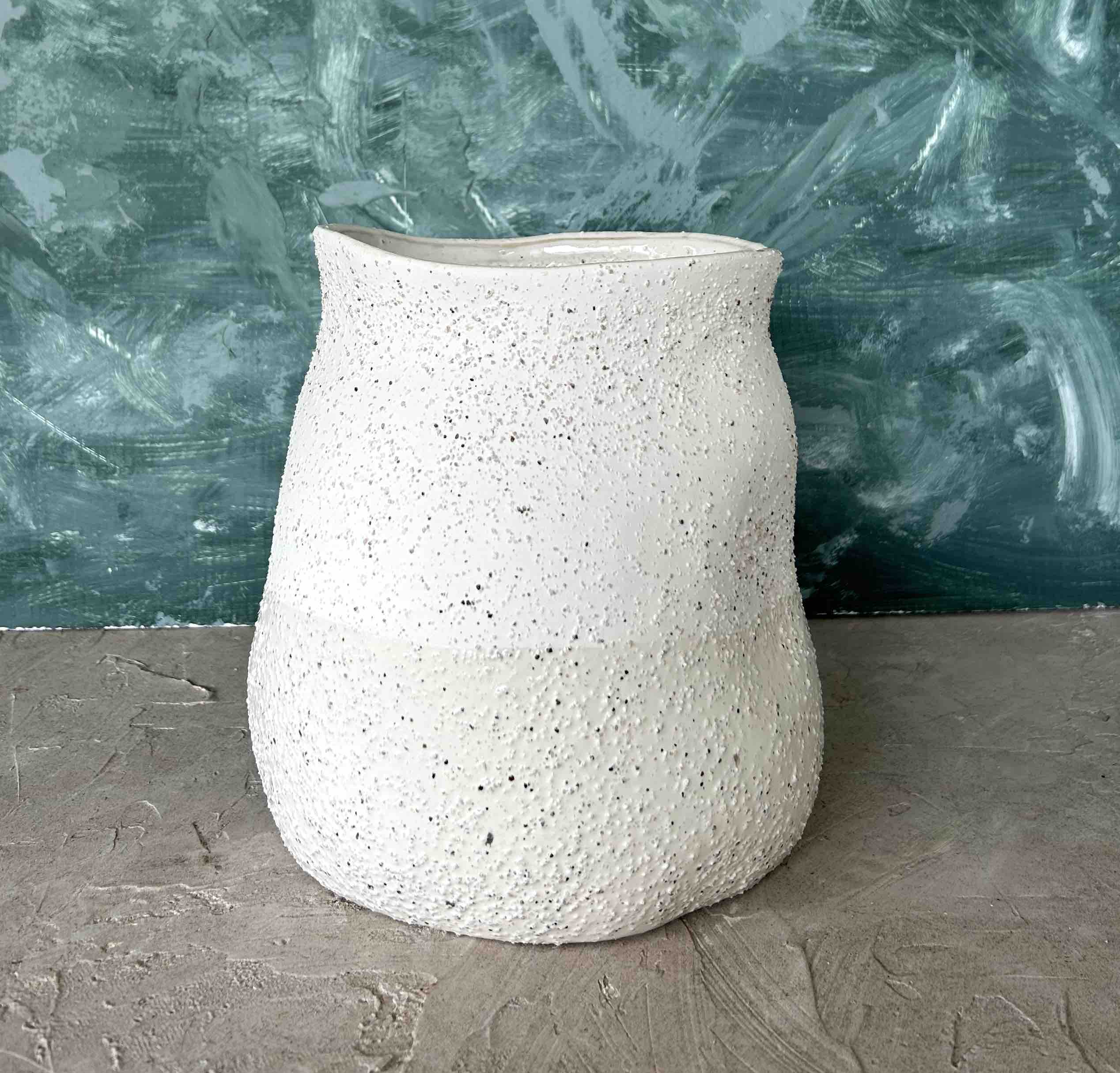 White Speckled Ceramic Vase