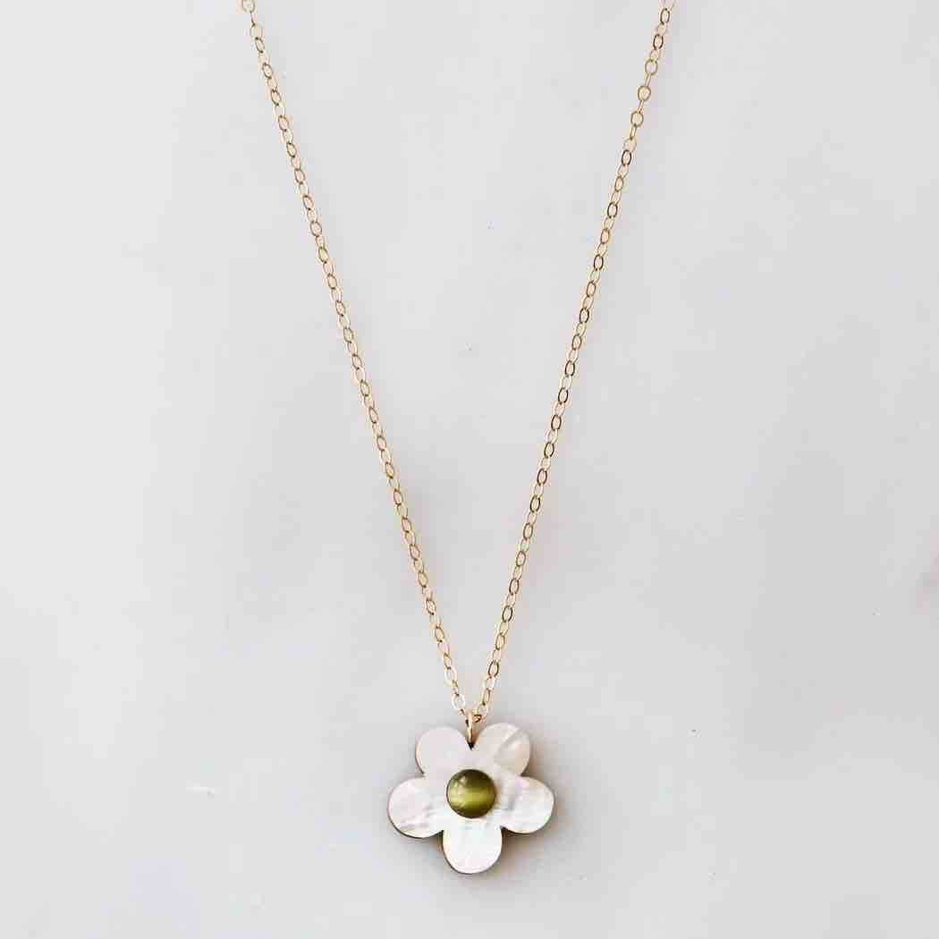 Mini Bloom Necklace in White Pearl by Wolf &amp; Moon