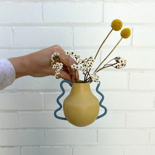 Yellow Swirly Wavy Vase
